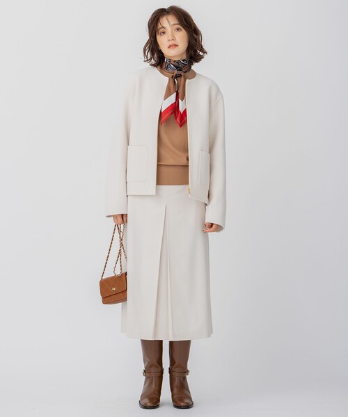 セール】ウールリバー ショートコート（ノーカラーコート）｜23区