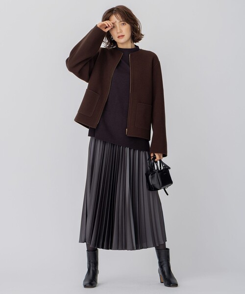 セール】ウールリバー ショートコート（ノーカラーコート）｜23区