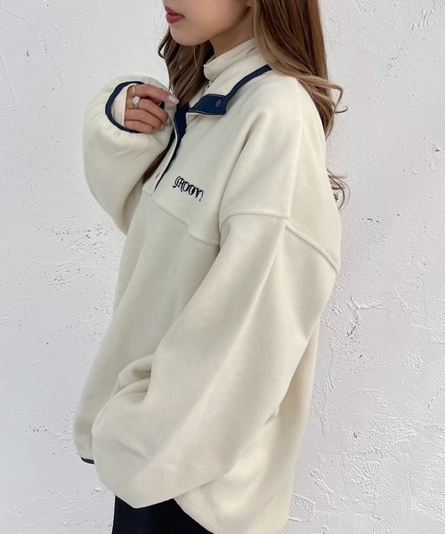 apres jour mignon(アプレジュールミニョン)の「フリースヘンリープルオーバー【ZOZOTOWN限定アイテム】(その他トップス・レディース・ブラック/アイボリー/カーキ・フリー/X-LARGE)」の9枚目の写真