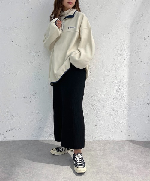 apres jour mignon(アプレジュールミニョン)の「フリースヘンリープルオーバー【ZOZOTOWN限定アイテム】(その他トップス・レディース・ブラック/アイボリー/カーキ・フリー/X-LARGE)」の12枚目の写真