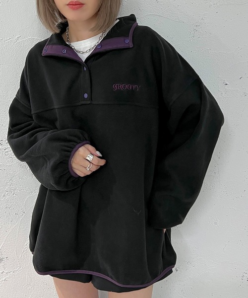 apres jour mignon(アプレジュールミニョン)の「フリースヘンリープルオーバー【ZOZOTOWN限定アイテム】(その他トップス・レディース・ブラック/アイボリー/カーキ・フリー/X-LARGE)」の14枚目の写真