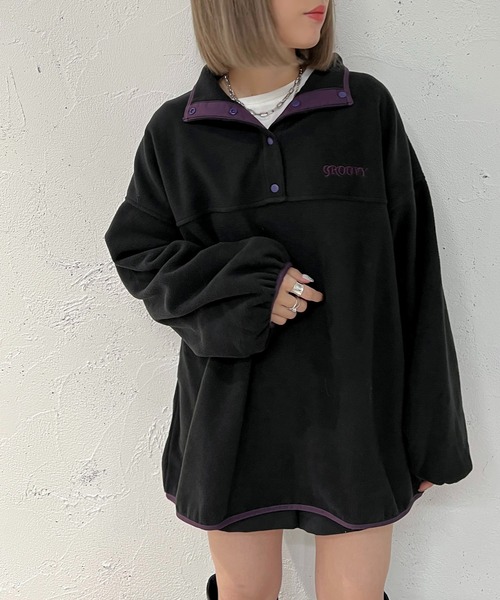 apres jour mignon(アプレジュールミニョン)の「フリースヘンリープルオーバー【ZOZOTOWN限定アイテム】(その他トップス・レディース・ブラック/アイボリー/カーキ・フリー/X-LARGE)」の16枚目の写真