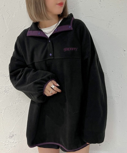 apres jour mignon(アプレジュールミニョン)の「フリースヘンリープルオーバー【ZOZOTOWN限定アイテム】(その他トップス・レディース・ブラック/アイボリー/カーキ・フリー/X-LARGE)」の17枚目の写真