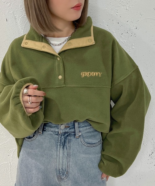 apres jour mignon(アプレジュールミニョン)の「フリースヘンリープルオーバー【ZOZOTOWN限定アイテム】(その他トップス・レディース・ブラック/アイボリー/カーキ・フリー/X-LARGE)」の4枚目の写真