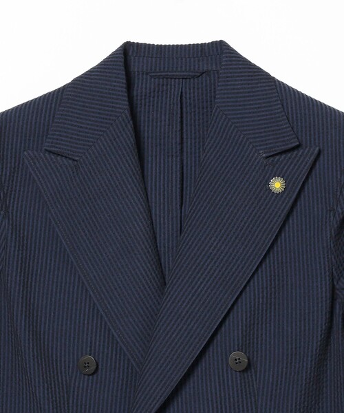 GIANNETTO（ジャンネット）の「GIANNETTO × Brilla per il gusto / 別注 シアサッカー ダブルブレスト ジャケット（テーラードジャケット・メンズ・ネイビー・48）」の2枚目の写真
