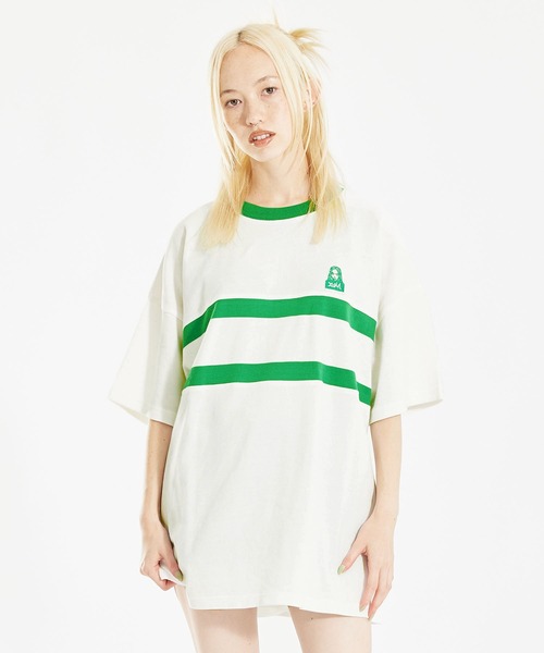 X-girl(エックスガール)の「CONTRAST STRIPE S/S TEE(Tシャツ/カットソー・レディース・ブラック/ホワイト/ブラウン・S/M)」の6枚目の写真