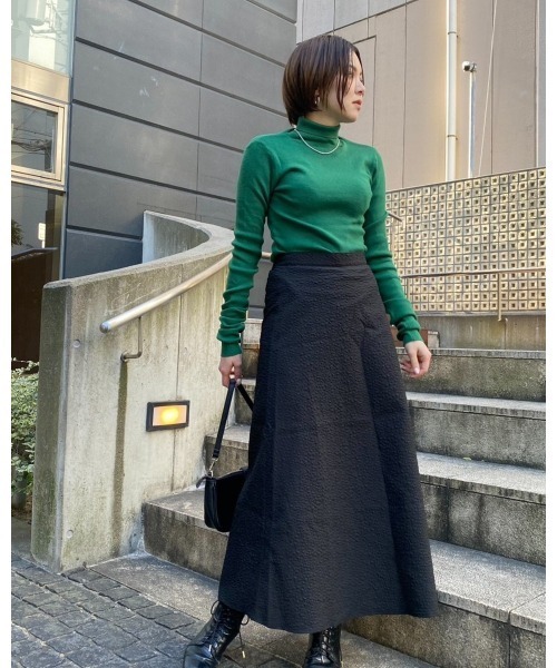 LiSeek（リシーク）の「【LiSeeK】アームウォーマー風ハイネックニットTOP（ニット/セーター・レディース・グリーン/ブルー/オレンジ/ピンク・FREE）」の8枚目の写真