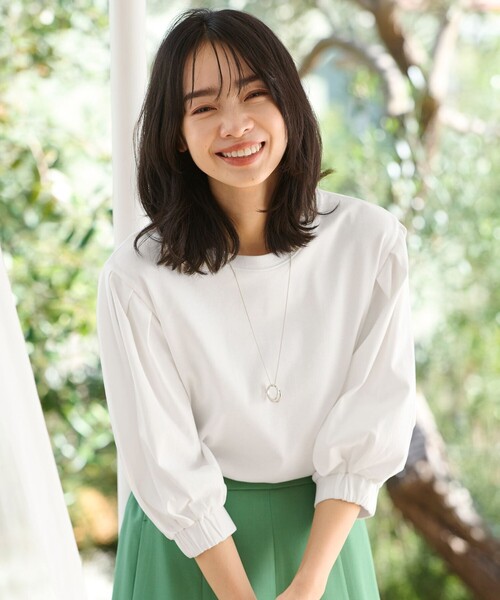 ANY（エニィ）の「【洗濯機可・UVケア】ビューティベーシックタックスリーブ Tシャツ（Tシャツ/カットソー・レディース・グレー系/アイボリー系/ベージュ系/ライトイエロー系・2/3）」の4枚目の写真