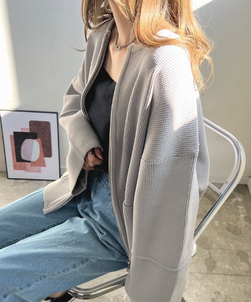 Futier land（フューティアランド）の「ランタンスリーブブルゾン（カーディガン/ボレロ・レディース・グレー/アイボリー/パープル/ブラック/ネイビー・FREE）」の10枚目の写真