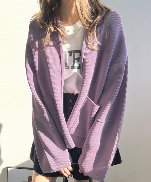 Futier land（フューティアランド）の「ランタンスリーブブルゾン（カーディガン/ボレロ・レディース・グレー/アイボリー/パープル/ブラック/ネイビー・FREE）」の7枚目の写真