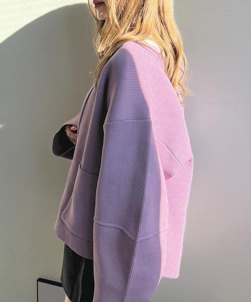 Futier land（フューティアランド）の「ランタンスリーブブルゾン（カーディガン/ボレロ・レディース・グレー/アイボリー/パープル/ブラック/ネイビー・FREE）」の21枚目の写真