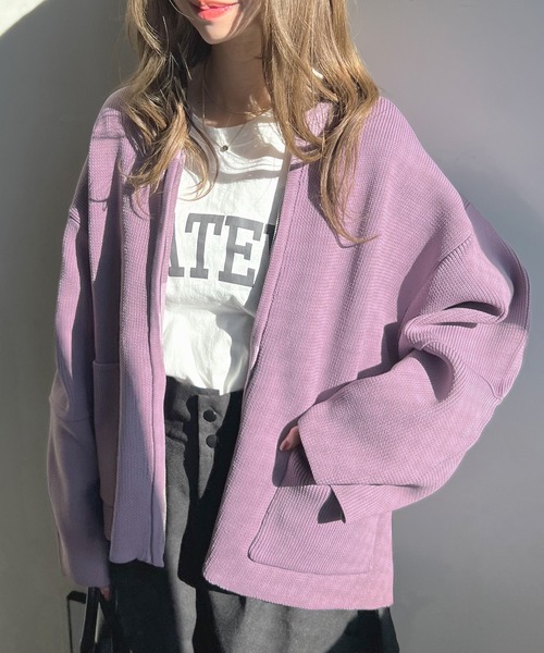 Futier land（フューティアランド）の「ランタンスリーブブルゾン（カーディガン/ボレロ・レディース・グレー/アイボリー/パープル/ブラック/ネイビー・FREE）」の8枚目の写真