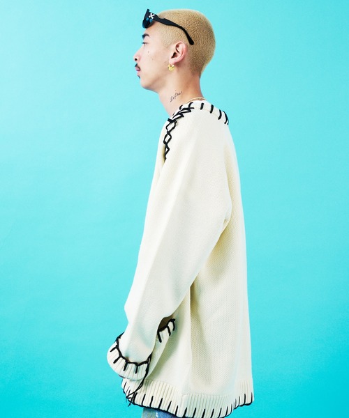 GALLIS ADDICTION（ガリスアディクション）の「GA HAND-KNITTING C/D（カーディガン/ボレロ・メンズ・ブラック/ホワイト/サックスブルー・FREE）」の22枚目の写真