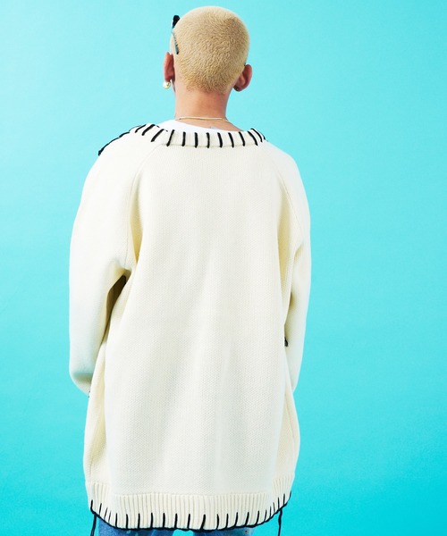 GALLIS ADDICTION（ガリスアディクション）の「GA HAND-KNITTING C/D（カーディガン/ボレロ・メンズ・ブラック/ホワイト/サックスブルー・FREE）」の16枚目の写真