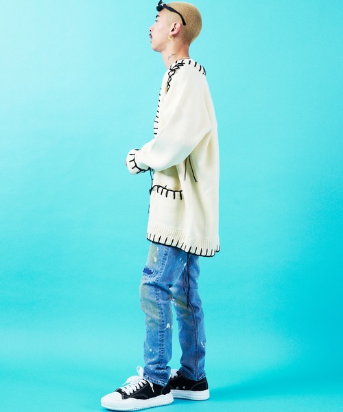 GALLIS ADDICTION（ガリスアディクション）の「GA HAND-KNITTING C/D（カーディガン/ボレロ・メンズ・ブラック/ホワイト/サックスブルー・FREE）」の11枚目の写真