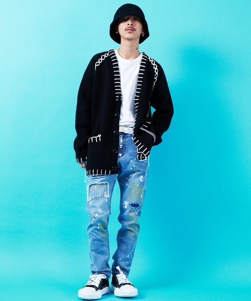 GALLIS ADDICTION（ガリスアディクション）の「GA HAND-KNITTING C/D（カーディガン/ボレロ・メンズ・ブラック/ホワイト/サックスブルー・FREE）」の18枚目の写真