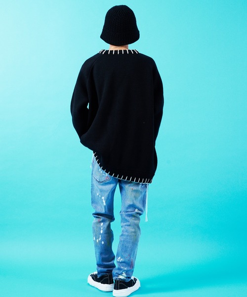 GALLIS ADDICTION（ガリスアディクション）の「GA HAND-KNITTING C/D（カーディガン/ボレロ・メンズ・ブラック/ホワイト/サックスブルー・FREE）」の7枚目の写真