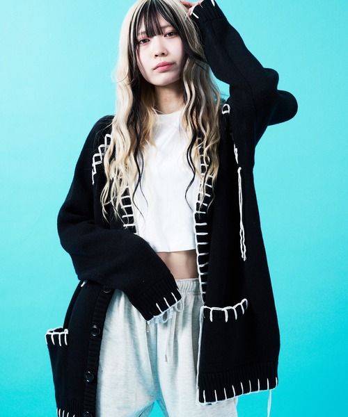 GALLIS ADDICTION（ガリスアディクション）の「GA HAND-KNITTING C/D（カーディガン/ボレロ・メンズ・ブラック/ホワイト/サックスブルー・FREE）」の19枚目の写真