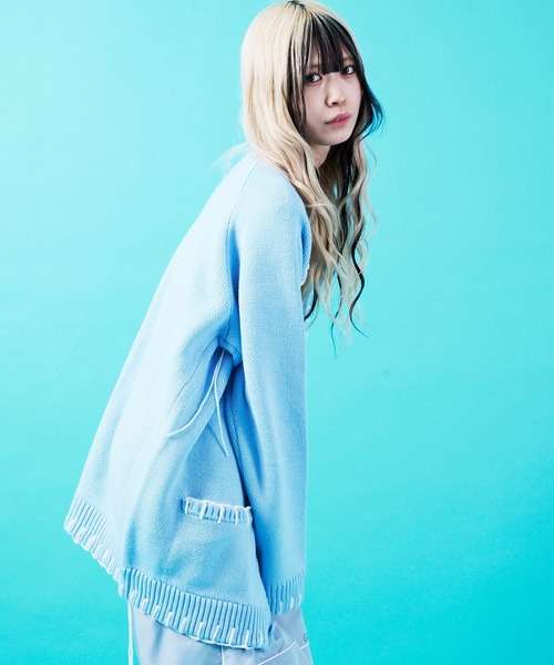 GALLIS ADDICTION（ガリスアディクション）の「GA HAND-KNITTING C/D（カーディガン/ボレロ・メンズ・ブラック/ホワイト/サックスブルー・FREE）」の15枚目の写真