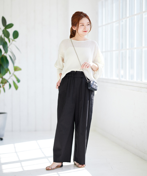 JOURNAL STANDARD（ジャーナルスタンダード）の「■《追加》ウォッシャブルコットンリネンVISワイドパンツ（その他パンツ・レディース・ブルー/ブラック/ダークブルー・34/36/38/40）」の9枚目の写真