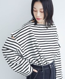 Chaco closet | ボーダーカットアウトスリーブロングTシャツ(Tシャツ/カットソー)