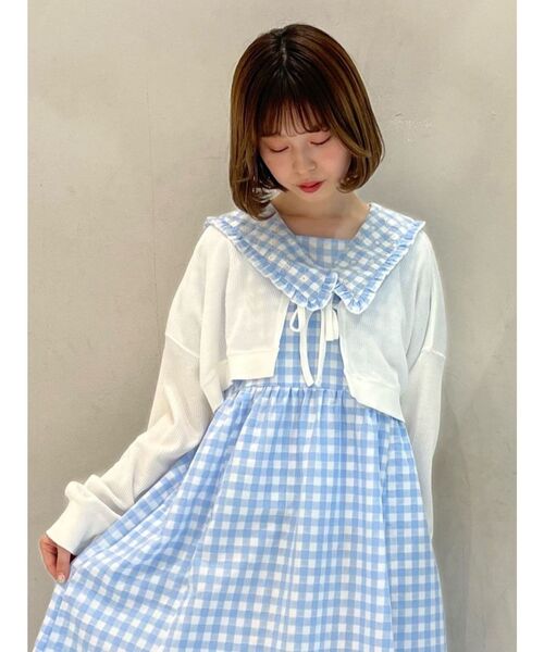 merry jenny（メリージェニー）の「ショートワッフルリボンカーディガン（カーディガン/ボレロ・レディース・オフホワイト/アイボリー・FREE）」の10枚目の写真