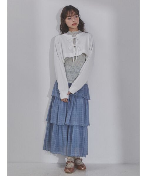 merry jenny（メリージェニー）の「ショートワッフルリボンカーディガン（カーディガン/ボレロ・レディース・オフホワイト/アイボリー・FREE）」の9枚目の写真