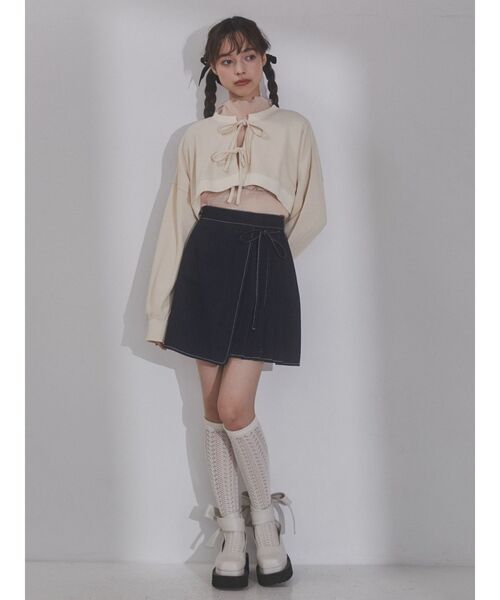 merry jenny（メリージェニー）の「ショートワッフルリボンカーディガン（カーディガン/ボレロ・レディース・オフホワイト/アイボリー・FREE）」の5枚目の写真