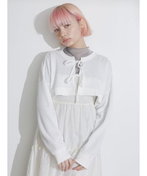 merry jenny（メリージェニー）の「ショートワッフルリボンカーディガン（カーディガン/ボレロ・レディース・オフホワイト/アイボリー・FREE）」の13枚目の写真