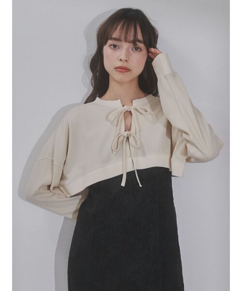 merry jenny（メリージェニー）の「ショートワッフルリボンカーディガン（カーディガン/ボレロ・レディース・オフホワイト/アイボリー・FREE）」の17枚目の写真