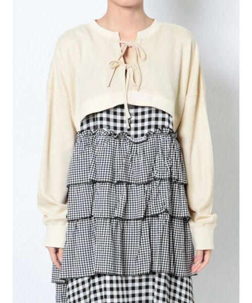 merry jenny（メリージェニー）の「ショートワッフルリボンカーディガン（カーディガン/ボレロ・レディース・オフホワイト/アイボリー・FREE）」の2枚目の写真