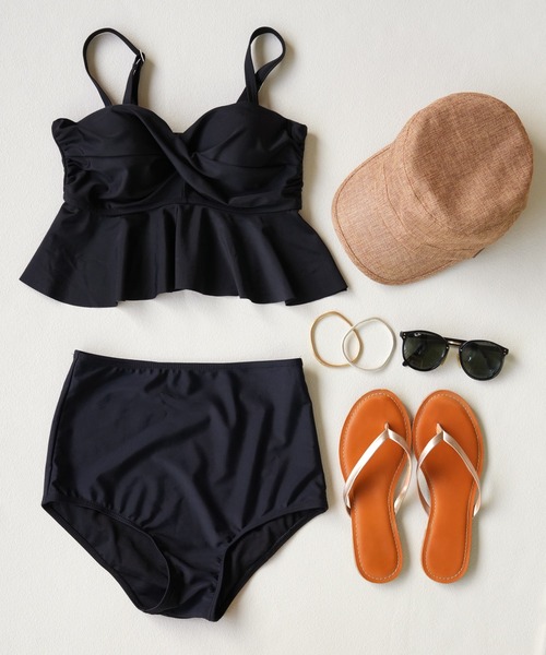 IAMUSE（アイアミューズ）の「フレアトップスハイウエストビキニ / 水着セット S0916【IAMUSE】（水着・レディース・ブラック/モカ・S/M/L）」の10枚目の写真