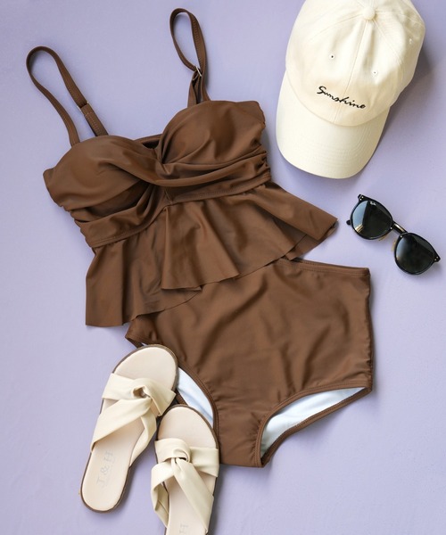 IAMUSE（アイアミューズ）の「フレアトップスハイウエストビキニ / 水着セット S0916【IAMUSE】（水着・レディース・ブラック/モカ・S/M/L）」の11枚目の写真