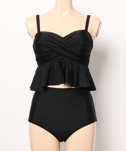 IAMUSE（アイアミューズ）の「フレアトップスハイウエストビキニ / 水着セット S0916【IAMUSE】（水着・レディース・ブラック/モカ・S/M/L）」の8枚目の写真