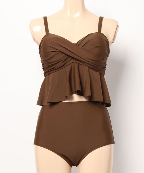 IAMUSE（アイアミューズ）の「フレアトップスハイウエストビキニ / 水着セット S0916【IAMUSE】（水着・レディース・ブラック/モカ・S/M/L）」の9枚目の写真