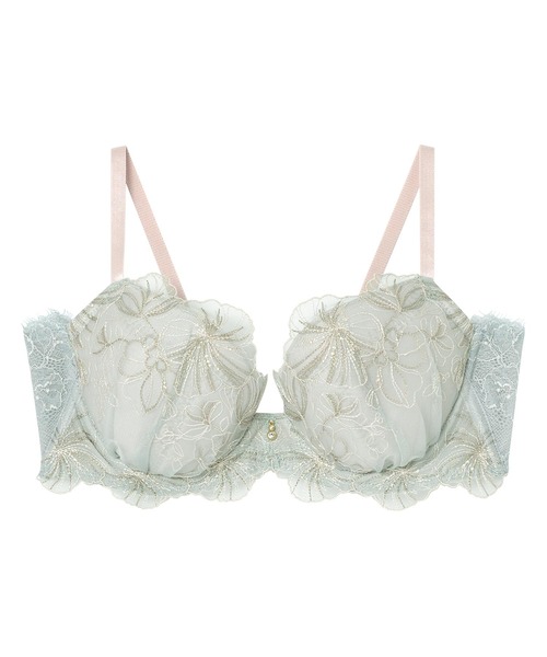 AMPHI（アンフィ）の「｢デイアップブラ-重力からバストを守る-｣花柄エンブロイダリーレース　ブラジャー　D-Ecup（ブラジャー・レディース・ミント/チャコールグレー/ブラック/ベージュ/ピンク/アイボリー/クリアグリーン/サックスブルー・D70/E70/D65/E65/E75/D75）」の11枚目の写真