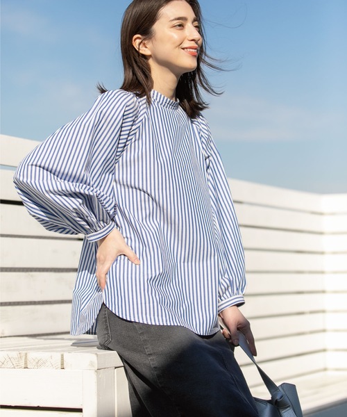 OPAQUE.CLIP（オペークドットクリップ）の「◆ボリュームスリーブブラウス【洗濯機洗い可】（シャツ/ブラウス・レディース・ブラック系2/ホワイト系/ブルー系2/ベージュ・36/40/42/38）」の10枚目の写真