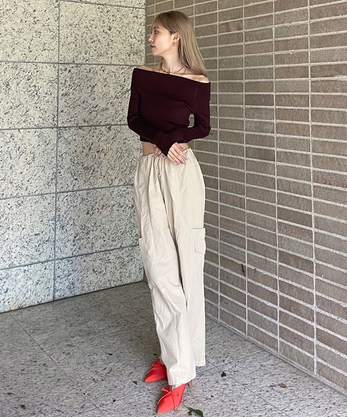 PIN(ピン)の「ワイドカーゴパンツ(カーゴパンツ・レディース・アイボリー/ブラック/ライトピンク・S/L/M)」の10枚目の写真