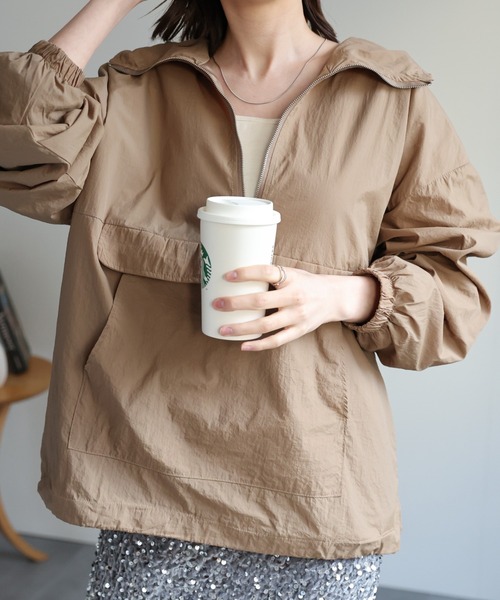 マルジェラ ベージュ フードポケット ジャケット アノラックパーカー