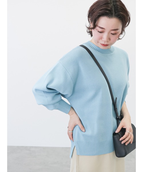 Lugnoncure（ルノンキュール）の「クルーネックニットトップス（ニット/セーター・レディース・オフホワイト/サックスブルー/チャコール/グリーン・ﾌﾘ-）」の4枚目の写真