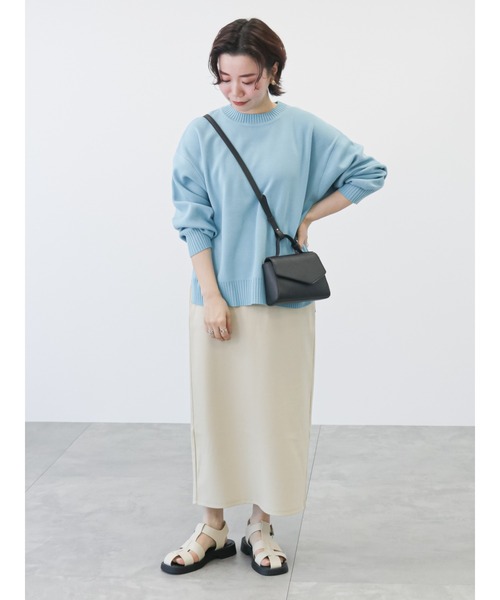 Lugnoncure（ルノンキュール）の「クルーネックニットトップス（ニット/セーター・レディース・オフホワイト/サックスブルー/チャコール/グリーン・ﾌﾘ-）」の7枚目の写真