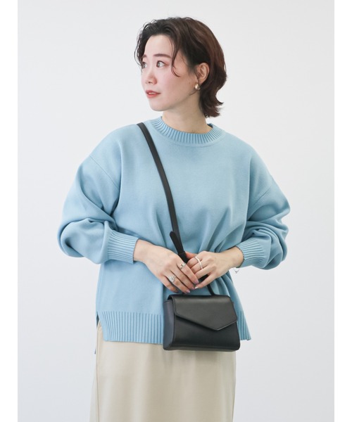 Lugnoncure（ルノンキュール）の「クルーネックニットトップス（ニット/セーター・レディース・オフホワイト/サックスブルー/チャコール/グリーン・ﾌﾘ-）」の8枚目の写真