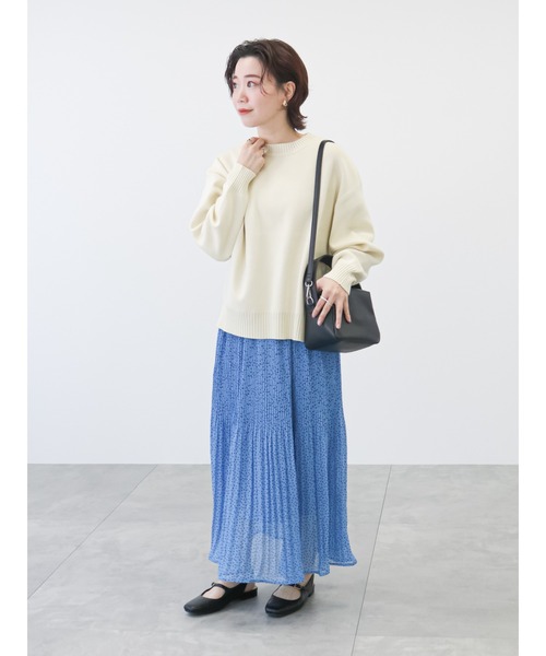 Lugnoncure（ルノンキュール）の「クルーネックニットトップス（ニット/セーター・レディース・オフホワイト/サックスブルー/チャコール/グリーン・ﾌﾘ-）」の9枚目の写真