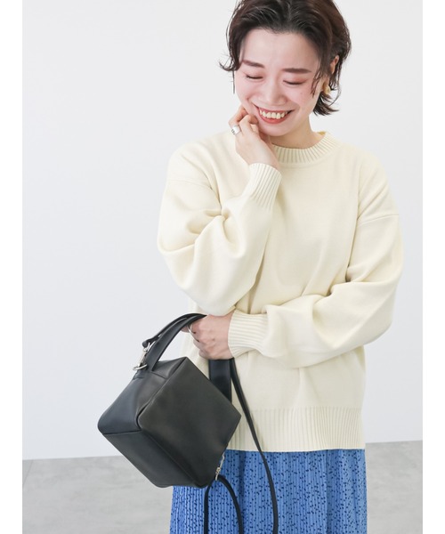 Lugnoncure（ルノンキュール）の「クルーネックニットトップス（ニット/セーター・レディース・オフホワイト/サックスブルー/チャコール/グリーン・ﾌﾘ-）」の10枚目の写真