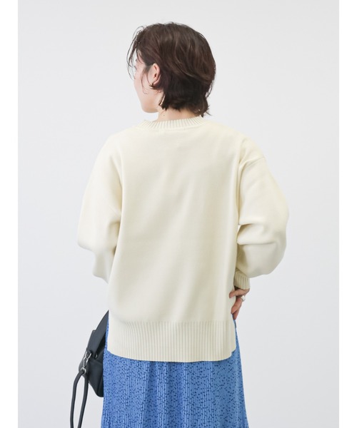 Lugnoncure（ルノンキュール）の「クルーネックニットトップス（ニット/セーター・レディース・オフホワイト/サックスブルー/チャコール/グリーン・ﾌﾘ-）」の13枚目の写真