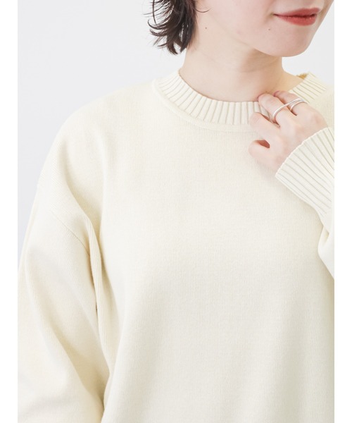 Lugnoncure（ルノンキュール）の「クルーネックニットトップス（ニット/セーター・レディース・オフホワイト/サックスブルー/チャコール/グリーン・ﾌﾘ-）」の14枚目の写真