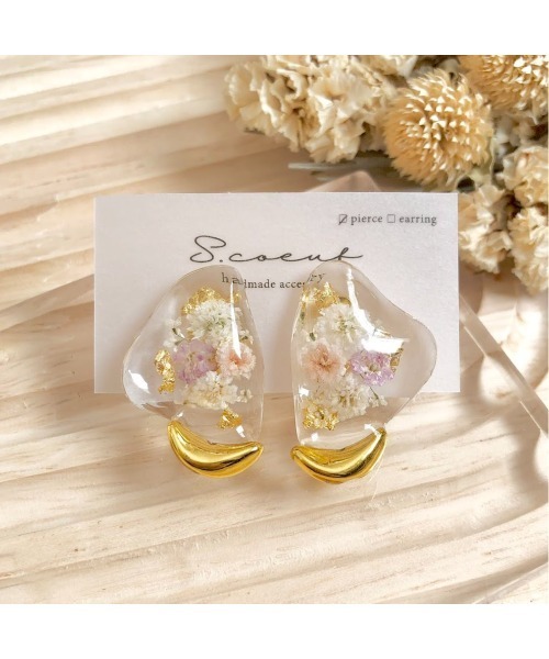 tone(トーン)の「【S.coeuf】【S.coeuf】ピアス さんかく×三日月(MA)(ピアス(両耳用)・レディース・パープル/オレンジ・FREE)」の1枚目の写真