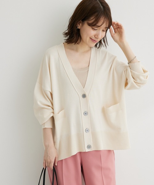 Green　Parks（グリーンパークス）の「洗える　ショート丈カーディガン（カーディガン/ボレロ・レディース・ブルー/ネイビー/オレンジ/アイボリー・FREE）」の2枚目の写真