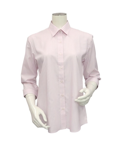 TOKYO SHIRTS（トウキョウシャツ）の「形態安定ノーアイロン レギュラー 七分袖ビジネスワイシャツ（ビジネスシャツ・レディース・ライトピンク・LL/S/M/L/XL）」の5枚目の写真