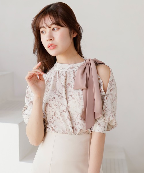 LIPSERVICE（リップサービス）の「サイドリボンハーフブラウス（シャツ/ブラウス・レディース・その他2/モカ/その他1/アイボリー・FREE）」の4枚目の写真